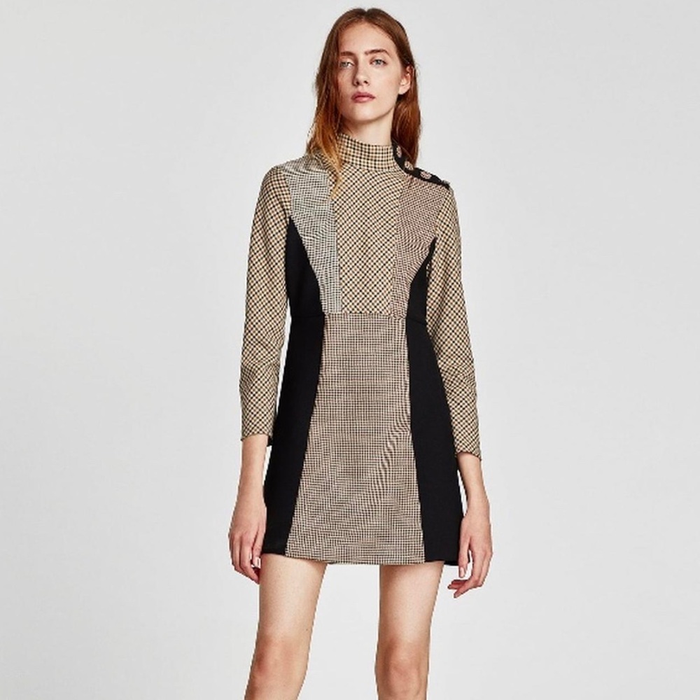 Zara Patchwork Mini Dress Size Small - image 1